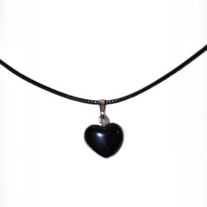 Black Obsidian Healing Crystal Heart Pendant Necklace